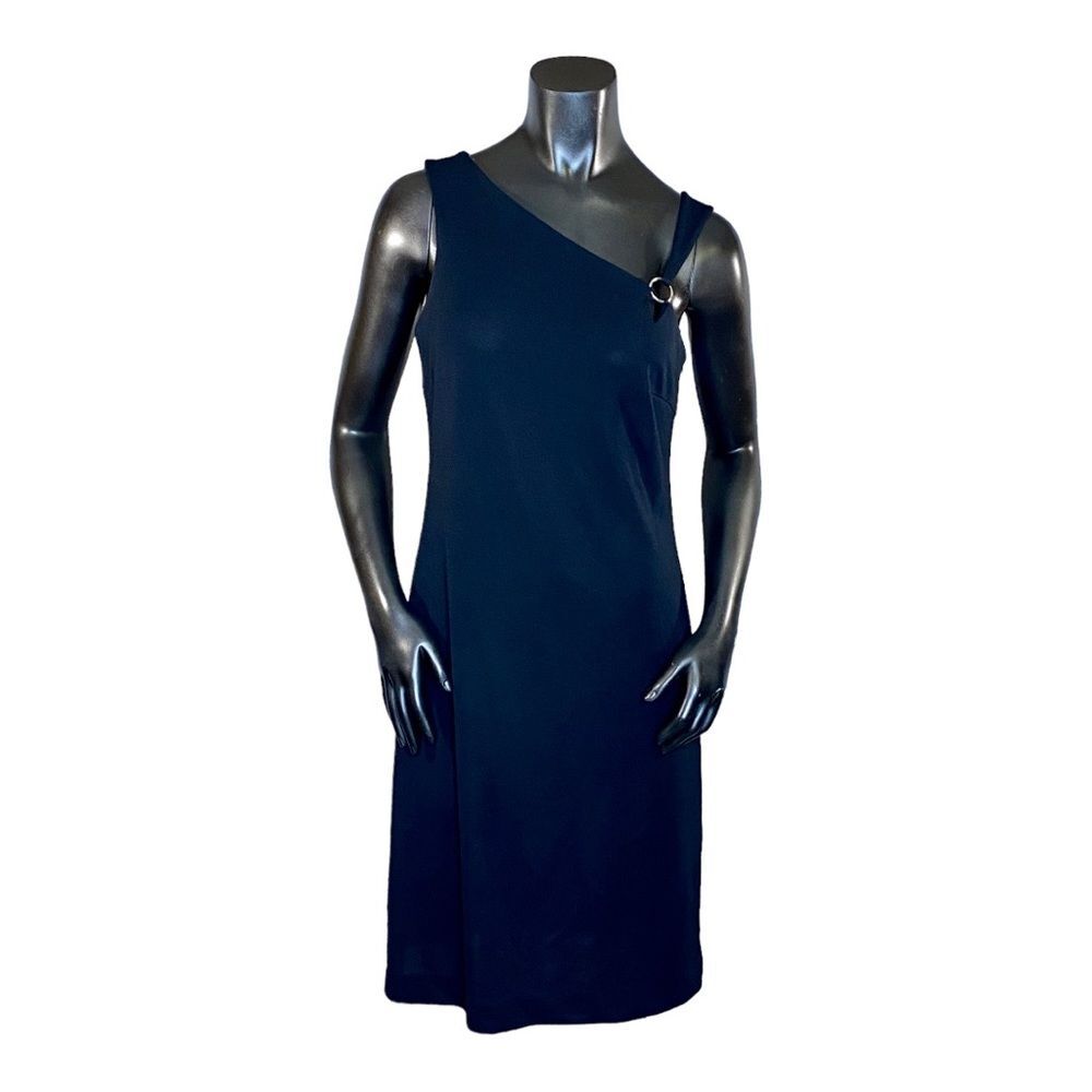 Dani Max Sleeveless Black Dress Asymmetrical Neck Line Size 10 Petite